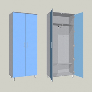 Шкаф для одежды 2-х дверный ШГМ-2 800х400х2000мм
