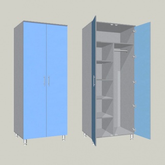 Шкаф для одежды и документов 2-х дверный 2-х секционный - для одежды и документов ШГКМ-3 800х600х2000мм