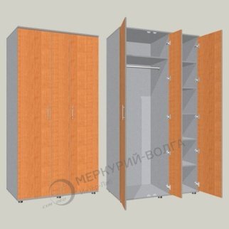 Шкаф для одежды и документов 3-х дверный 2-х секционный ШГК-1 1100х600х2100мм