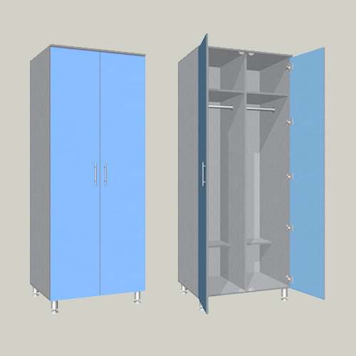 Шкаф для одежды 2-х дверный с 2-мя секциями для одежды ШГКМ-9 800х600х2000мм